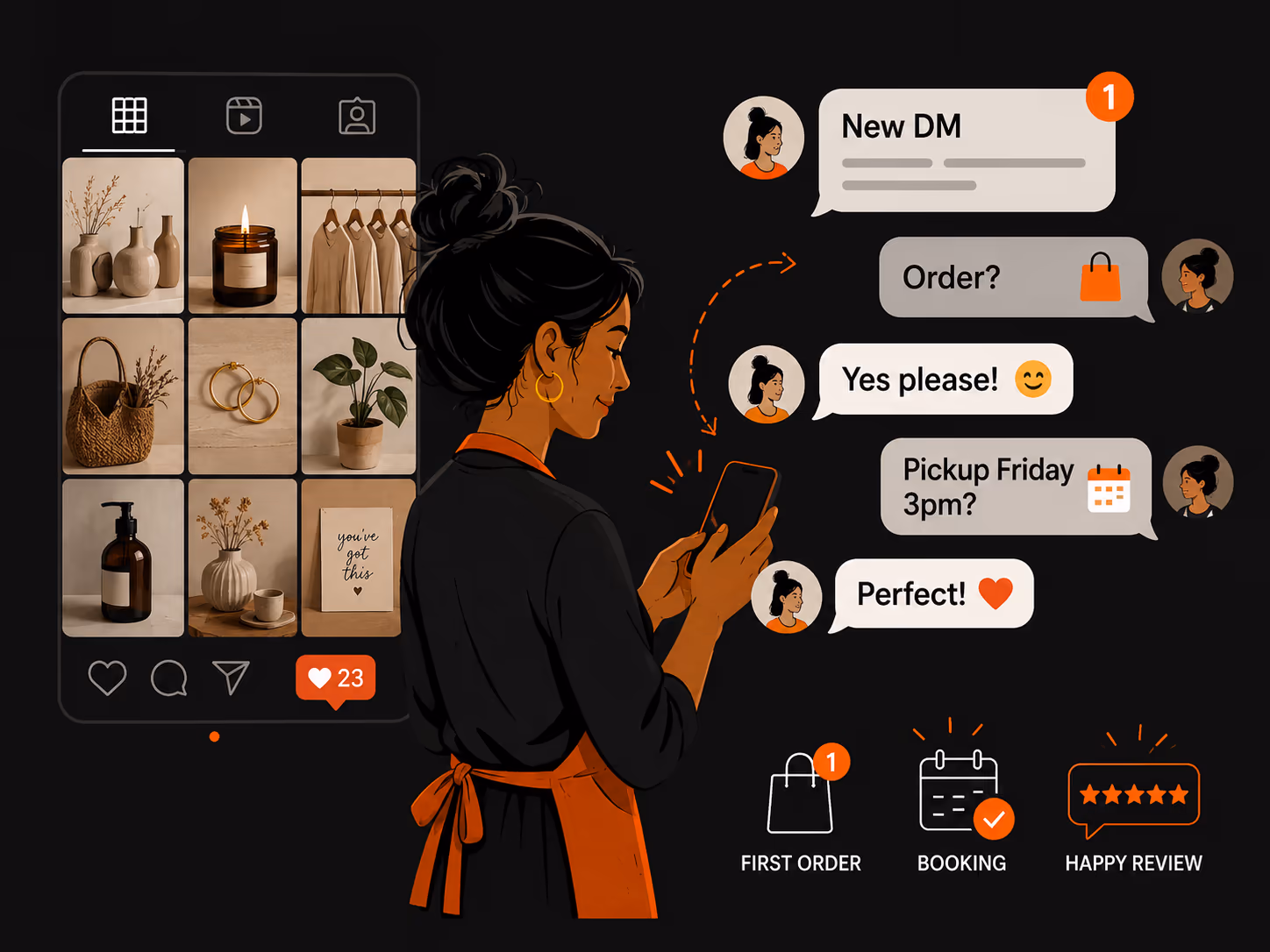 Early-stage business using Instagram posts and WhatsApp chats to get first customers